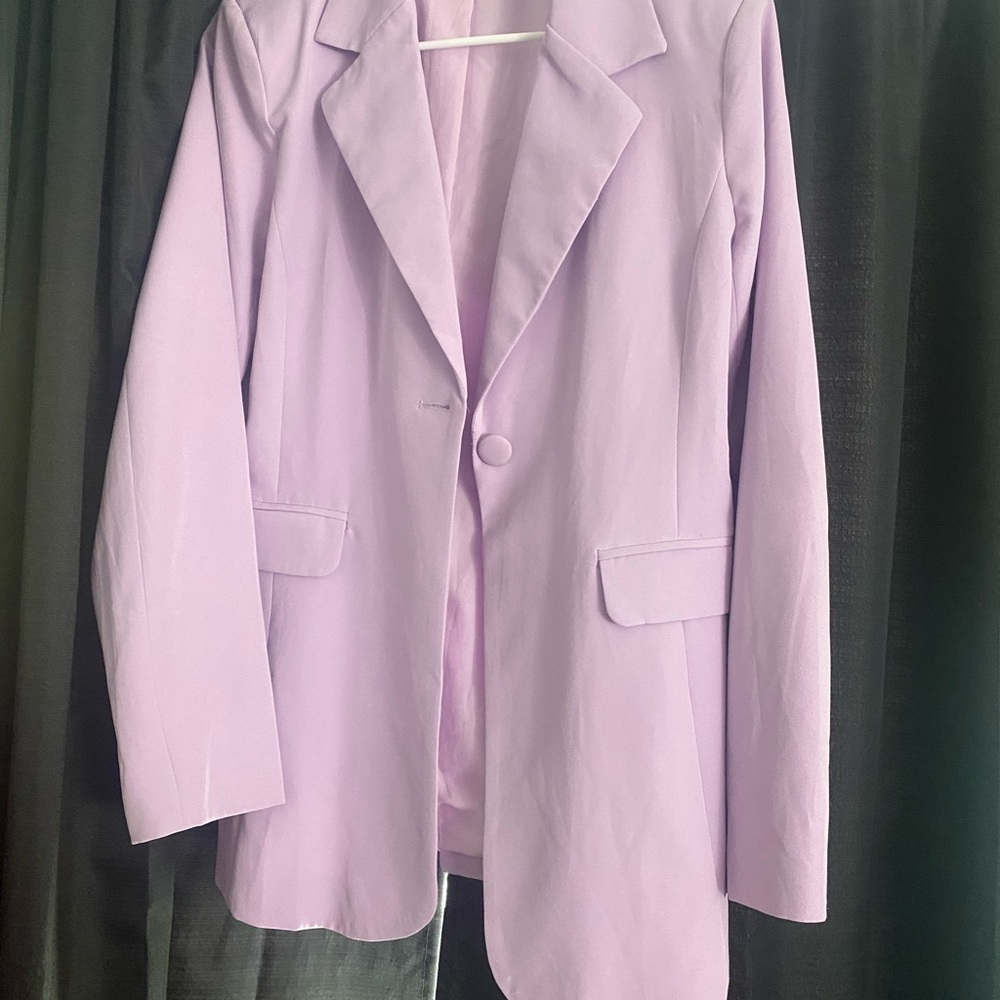 Pink Lily Purple Blazer Modern Oversized Fit